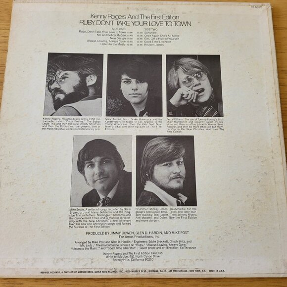 Kenny Rogers And The First Edition Ruby Don't Take Your Love To Town RS 6352 LPA - Picture 2 of 9